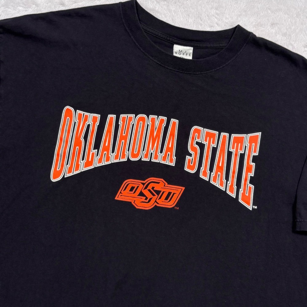 VTG 90s OSU Oklahoma State Cowboys T-Shirt Mens 2XL Black Made in USA MJ Soffe